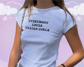 Bébé ange de l'an 2000 que tout le monde aime les filles italiennes haut court t-shirt - t-shirt bébé Italie, haut court Italie, vêtements des années 2000, chemise Italia, haut Italie Y2K