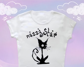 T-shirt bébé haut court Mazzy Star de l'an 2000 - vêtements punk rock des années 80, 90, 2000, vêtements de l'an 2000, haut Mazzy Star, t-shirt bébé bande, t-shirt bébé grunge