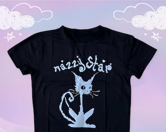 Angel Baby Y2K Mazzy Star Crop Top Baby Tee - 80s 90s 2000s Punk Rock Aesthetic, Y2K Clothing, Mazzy Star Top Y2K, Mazzy Star Cat Shirt