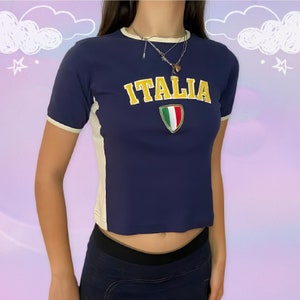 Angel Baby Y2K Italy Crop Top Baby Tee  - Soccer Crop Top Baby Tee, 90s 2000s, Y2K Jersey, Italia Shirt, Italy Jersey, Blokette Aesthetic