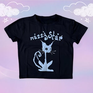 Angel Baby Y2K Mazzy Star Crop Top Baby Tee - 80s 90s 2000s Punk Rock Aesthetic, Y2K Clothing, Mazzy Star Top Y2K, Mazzy Star Cat Shirt