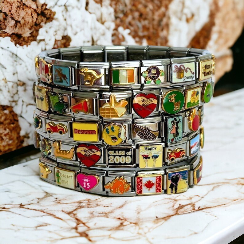 Italian Charm Bracelet, Mystery Vintage Italian Charm Bracelets, Italian  Charms, Y2K Jewelry, Charm Bracelets, Bracelets for Women, Matching 