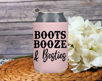 Nashville Bachelorette Can Cooler, Country Bachelorette Favor, Western Bachelorette Party, Boots Booze and Besties Lets Go Girls Bach Favors
