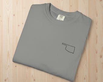 Embroidered Oklahoma Outline T-Shirt | Comfort Colors