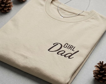 Girl Dad Script Tee | Heavyweight, Chest Script Text, Minimalist Fathers Day Shirt
