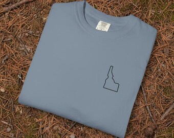 Embroidered Idaho Outline T-Shirt | Comfort Colors
