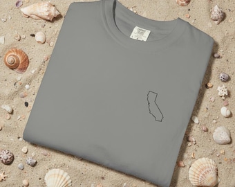 Embroidered California Outline T-Shirt | Comfort Colors