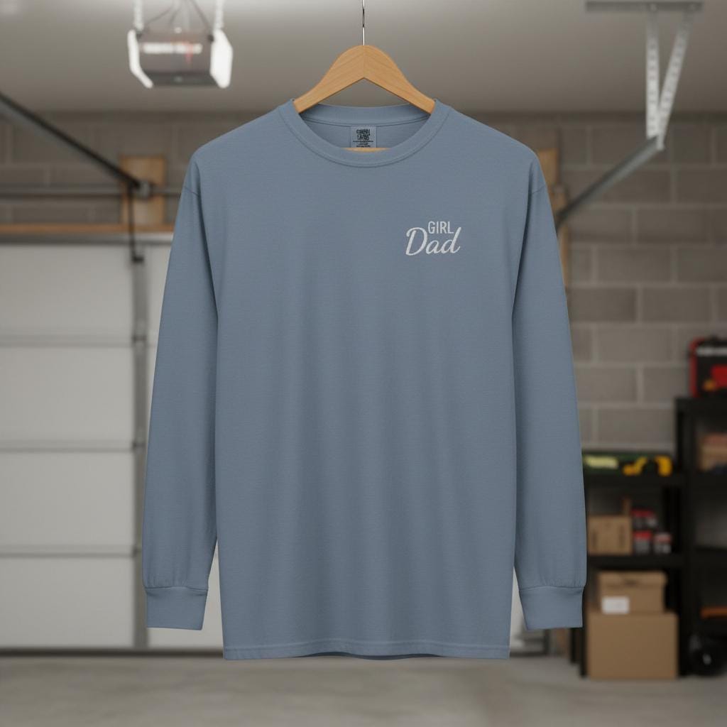 Girl Dad Embroidered Long-sleeve T-shirt - White Text - Etsy