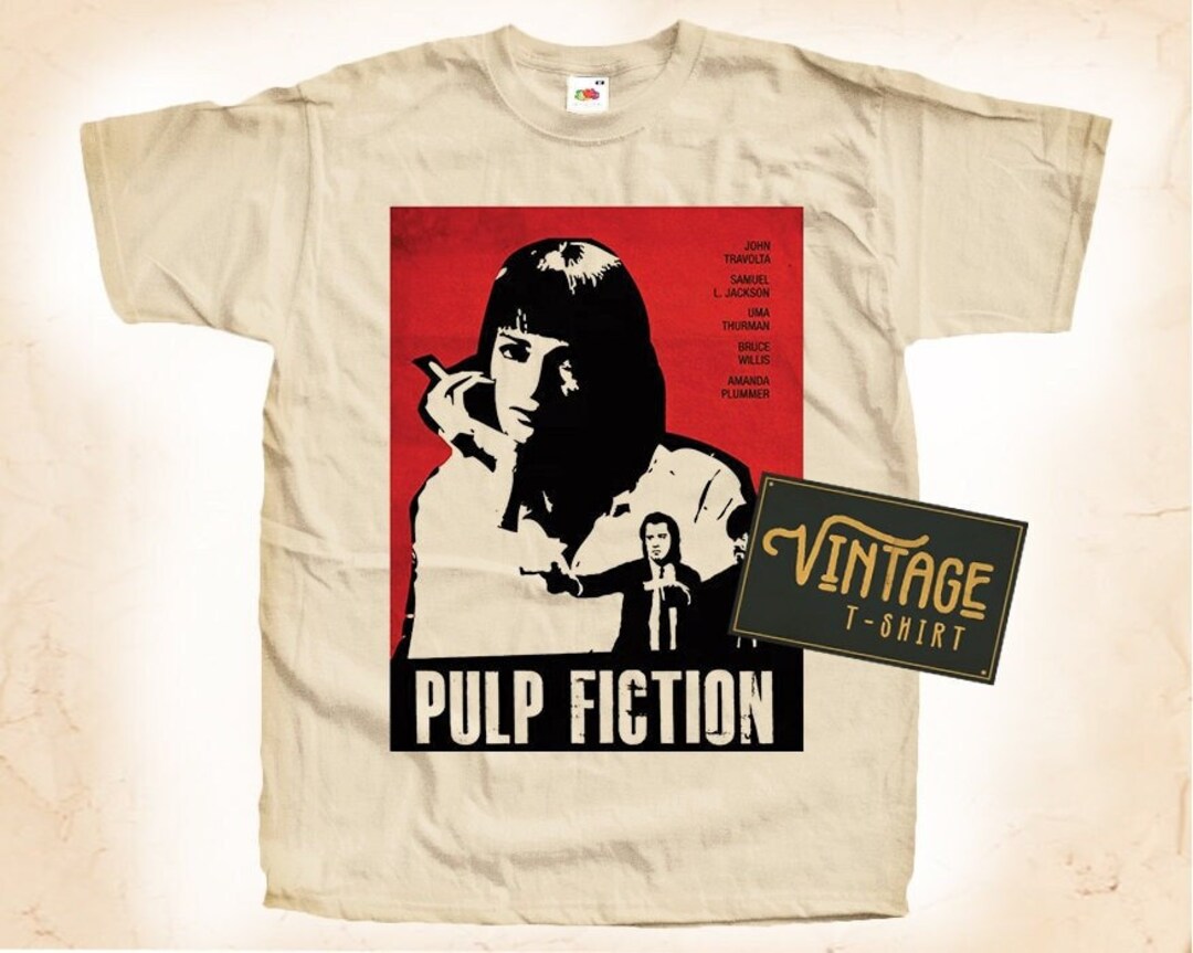 PULP FICTION Pulp Fiction Movie T-shirt Men's M size cotton black type Vintage Second Hand