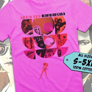 Barbarella V7 TShirt Vintage FUCHSIA PINK Unisex TShirt DTG Print All Sizes S-5XL