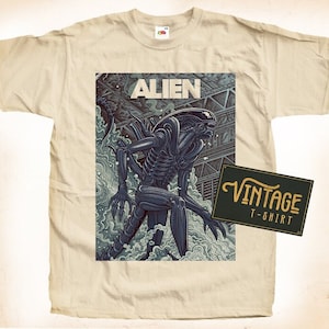 Alien V3 TShirt Vintage Natural color Men&#39;s TShirt DTG Digital Print SIZES S M L XL 2XL 3XL 4XL 5XL