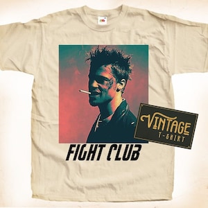Fight Club V2 TShirt Vintage Natural color Men&#39;s TShirt DTG Digital Print SIZES S M L XL 2XL 3XL 4XL 5XL