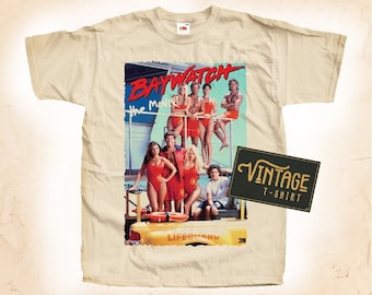 Baywatch TShirt Vintage Natural color Men&#39;s TShirt DTG Digital Print SIZES S M L XL 2XL 3XL 4XL 5XL