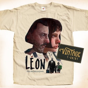 Leon V2 TShirt Vintage Natural color Men&#39;s TShirt DTG Digital Print SIZES S M L XL 2XL 3XL 4XL 5XL