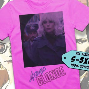 Atomic Blonde V5 TShirt Vintage FUCHSIA PINK Unisex TShirt DTG Print All Sizes S-5XL