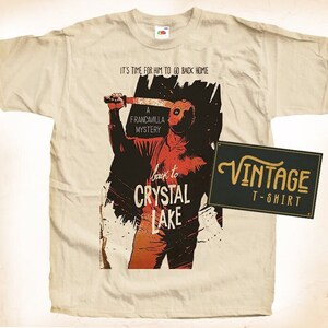 Back to Crystal Lake TShirt Vintage Natural color Men&#39;s TShirt DTG Digital Print SIZES S M L XL 2XL 3XL 4XL 5XL