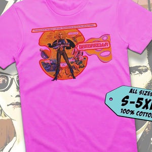 Barbarella V6 TShirt Vintage FUCHSIA PINK Unisex TShirt DTG Print All Sizes S-5XL