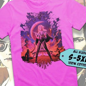 Barbarella V2 TShirt Vintage FUCHSIA PINK Unisex TShirt DTG Print All Sizes S-5XL