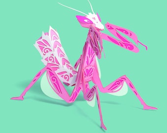 Orchideen Mantis DIY Miniatur Baukasten: 3D Papierpuzzle