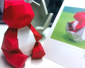 3D幾何学ペーパークラフトキット – 赤ちゃん恐竜モデル、かわいいデスクデコレーション（カット済み）