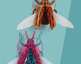 Cervicornis Beetle: 3D Papier Puzzle Bausatz