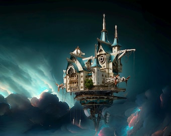 Steampunk Biegendes Schloss Holzmodellbausatz: Angel Blue Fantasy Decor