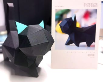 子猫のペーパークラフトキット – 3D DIY ペーパー彫刻折り紙モデル デスクデコレーション