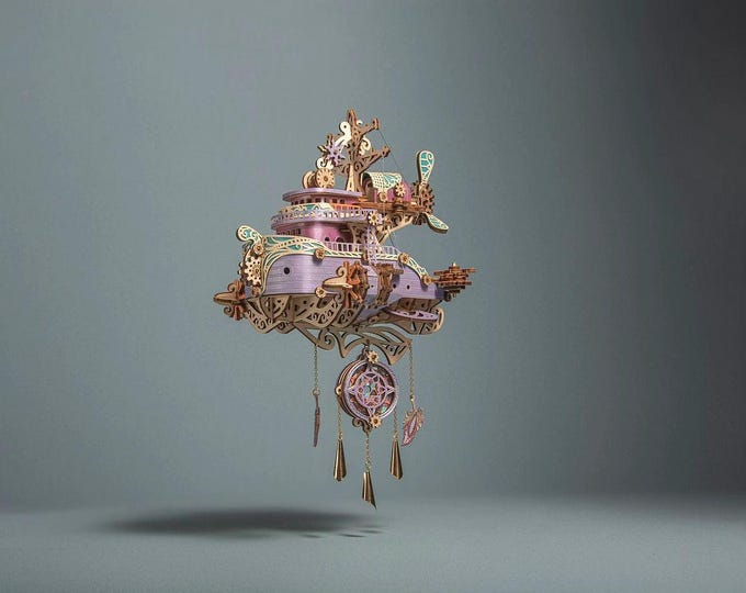 Steampunk Dreamcatcher Airship Model Kit: 3D Wooden Assembly Toy