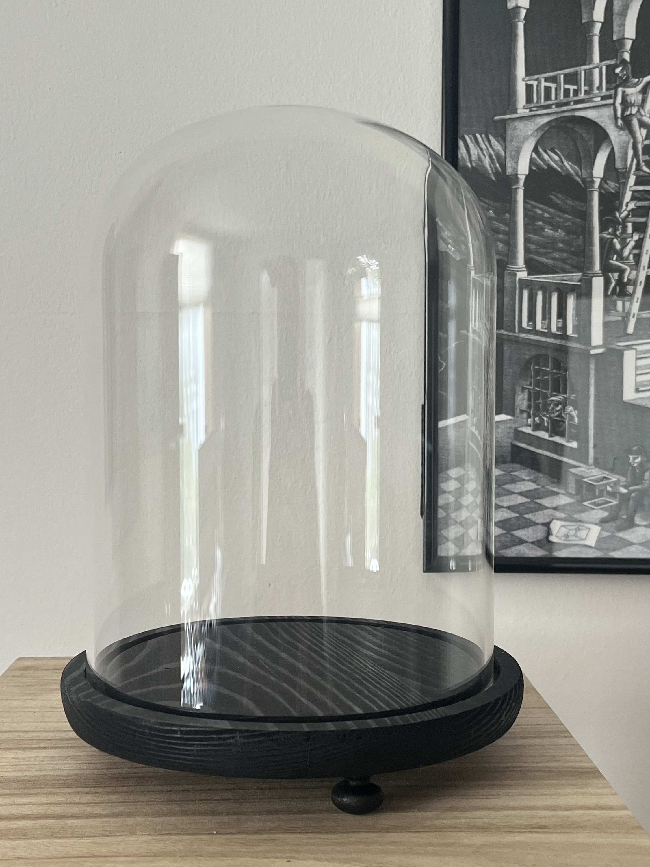 Big Bell Jar With Black Wooden Base 25 V 17 Cm h, W Extra Large Black