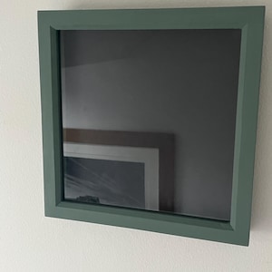 Large olive green deep box frame square | 22 v 22 cm (h, w) | med shadow box frame | dark green picture frame | flower frame | book frame