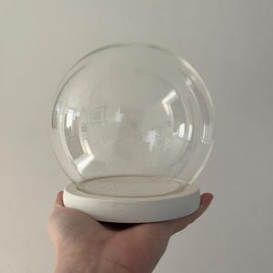 Large circular bell jar on white wood base | 15v12cm dome | medium/large bell jar | glass cloche | round display dome | wide round dome