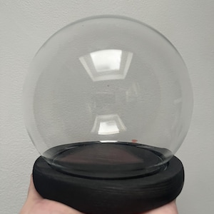 Medium round glass dome with black wooden base | 13 v 11 cm (h, w) | circular bell jar | mini bell jar | glass cloche | round display dome