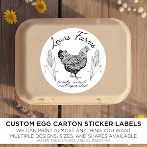 Custom Personalized Black and White Water-Resistant Label Sticker for Egg Cartons