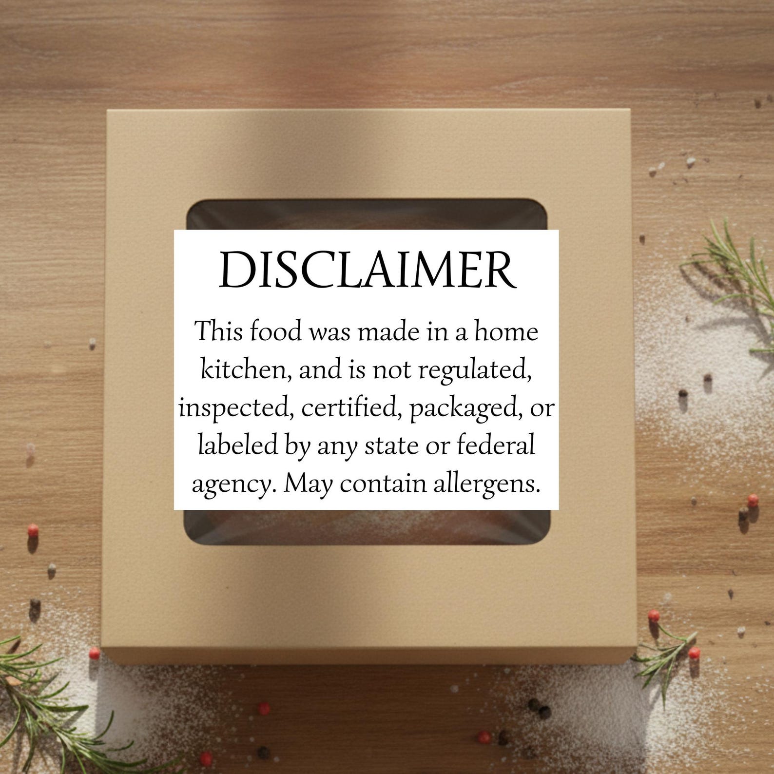 Cottage Food Law Disclaimer Sticker Labels for Homemade Foods and Home ...