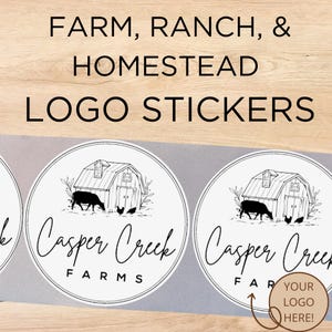 Custom Personalized Black and White Water-Resistant Label Sticker for Farm, Ranch, and Homestead Logos