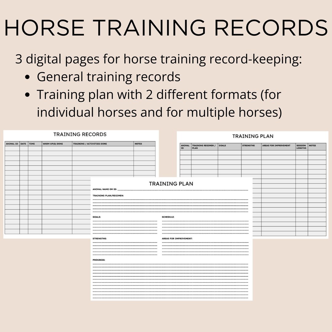 Horse Training Records Etsy Horse Training Records Etsy