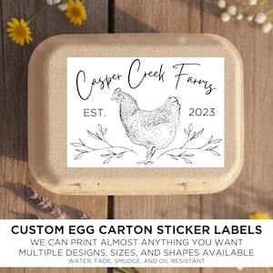Custom Personalized Black and White Water-Resistant Label Sticker for Egg Cartons