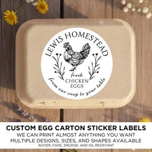 Custom Personalized Black and White Water-Resistant Label Sticker for Egg Cartons