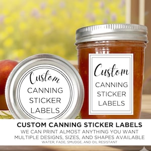 Custom Personalized Black and White Water-Resistant Label Sticker for Canning, Canned Goods, and Mason Jars