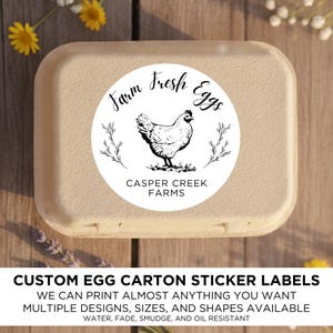 Custom Personalized Black and White Water-Resistant Label Sticker for Egg Cartons