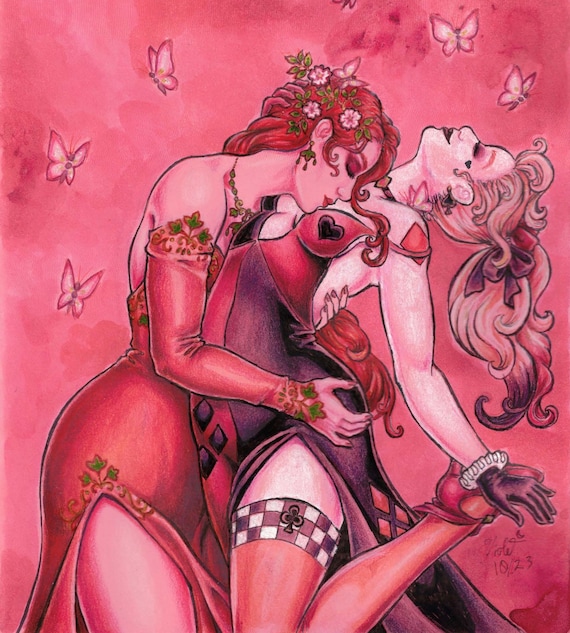 Harley Quinn and Poison Ivy Warm Embrace Art Print