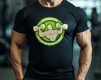 Stronger With Every Rep Gym T-Shirt: Motivational Workout Tee
