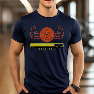 Muscles Loading Tee, Bodybuilding T-Shirt, Weightlifting Shirt, Funny Gym Shirt, Humorous Workout Tee, Fitness Enthusiast Top, Cool Gym Tee