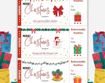 Christmas Coupons for Kids I Christmas Coupon Template I Editable Canva Template I Printable Christmas Gift Certificate for Kids