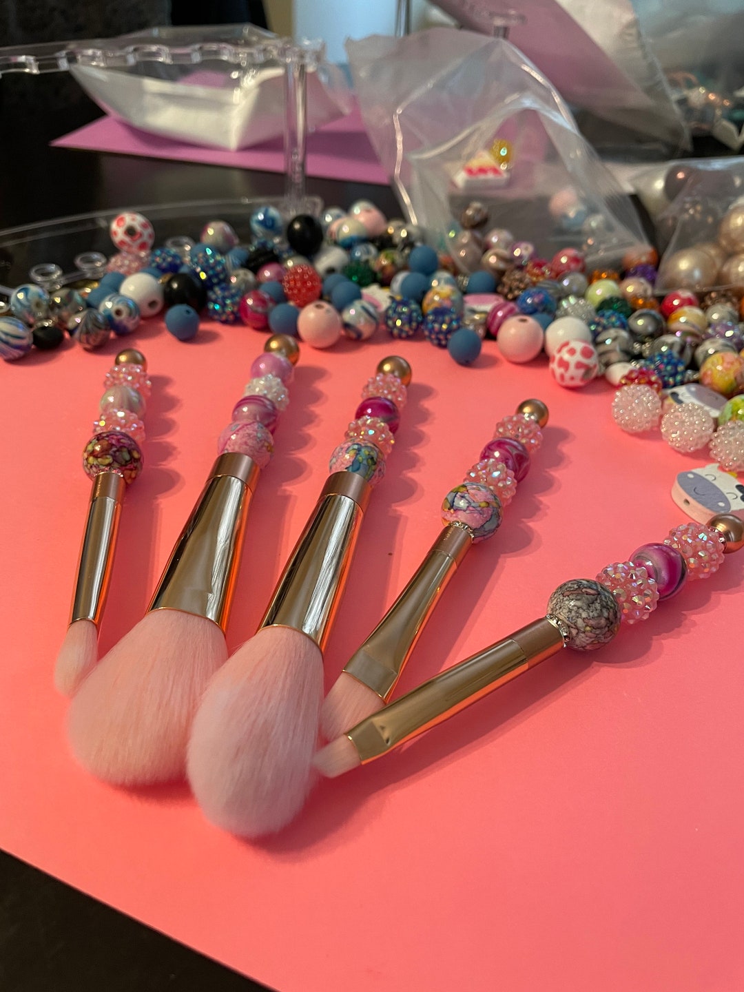 Beaded Makeup Brush Set Etsy