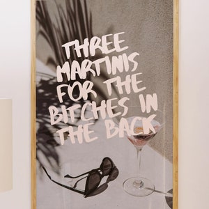 Martini Print Cocktail Retro Poster Alcohol Poster Bar Cart Prints Minimalist Wall Art Trendy Printable Gallery Wall Funny Digital Download