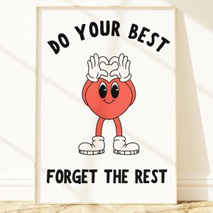 Do Your Best Forget The Rest Printable Positive Quote Wall Art Cute Motivational Print for Kids Room Office Dorm Decor Classroom Wall Art