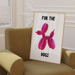 Balloon Dog Pink Print Trendy Wall Art Aesthetic Decor for Bedroom Dog Wall Art Cute Dog Lover Art Print Mud Room Wall Art Digital Download