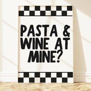 Kitchen Decor Pasta Night Poster Spaghetti Poster Food Print Pasta Lover Gift Modern Kitchen Decor Pasta Print Retro Wall Art Digital