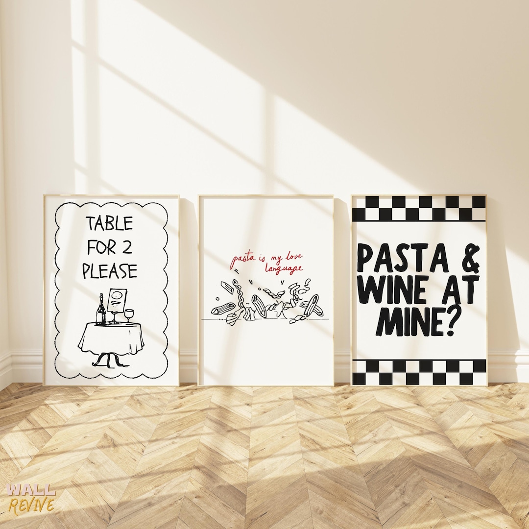 retro kitchen prints, set of 3, food wall art (digital... Kitchen Art Print Gallery Wall Set of 3 Retro Kitchen Prints Apartment ...